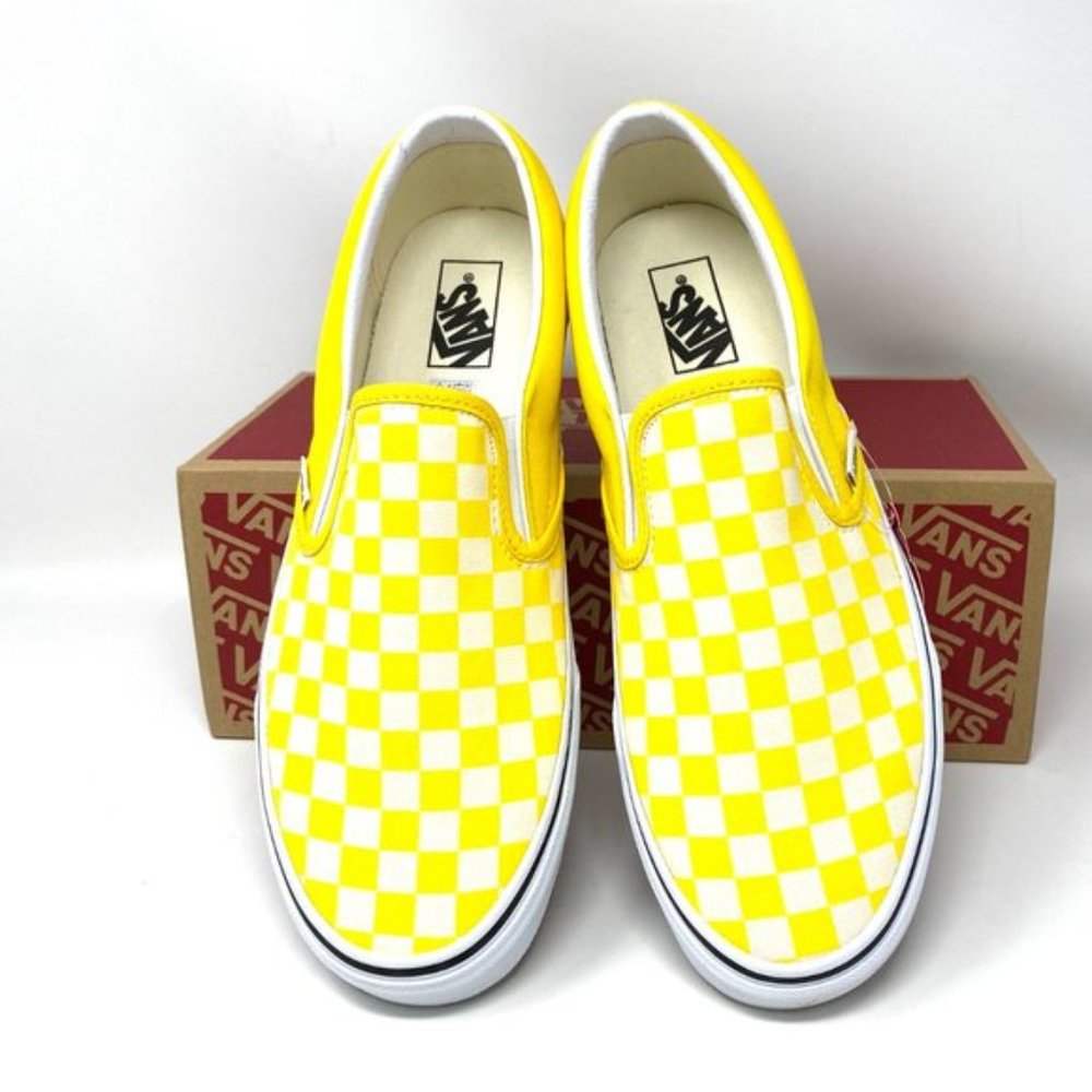 💖MEGA SALE💖VANS Men's CLASSIC Slip On Checkerboard Cyber Yellow VN0A33TB42Z - Picture 5 of 11